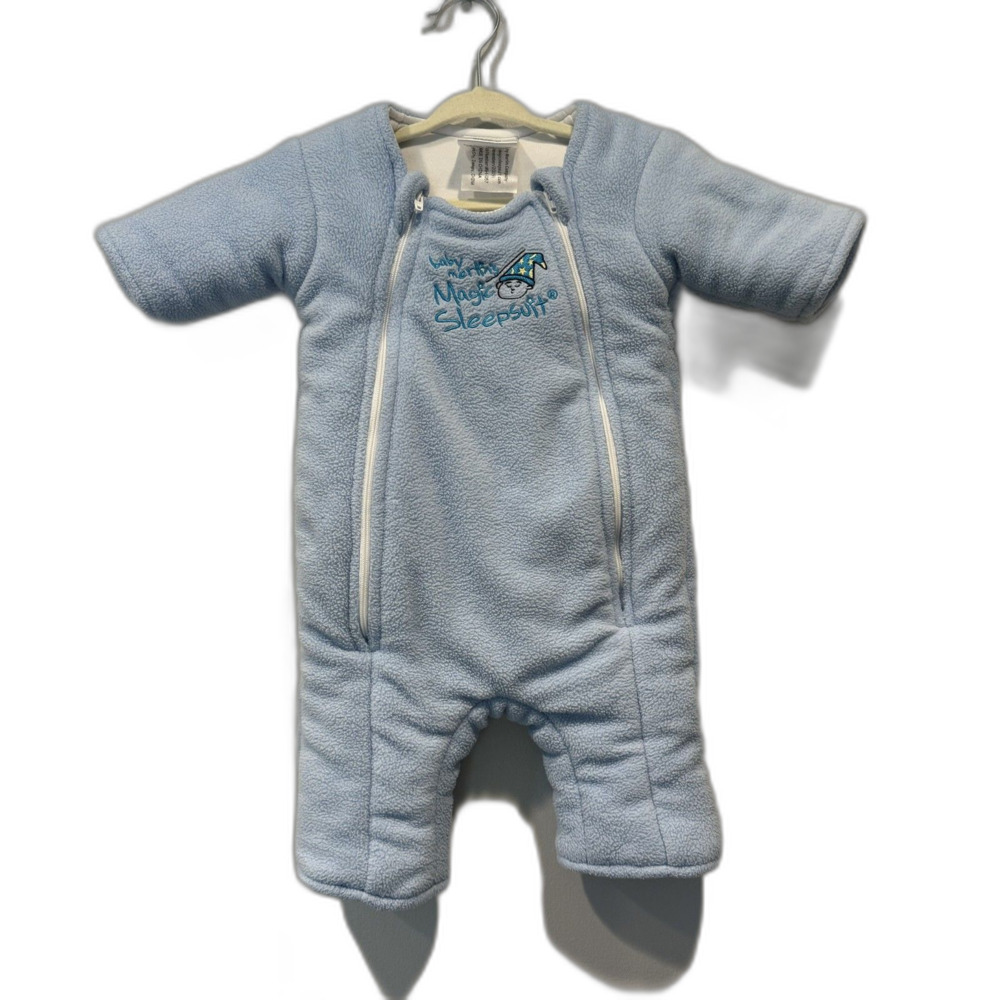 Baby Merlin's Magic Sleepsuit Swaddle Transition Sleeper Blue Cotton Large 6-9m